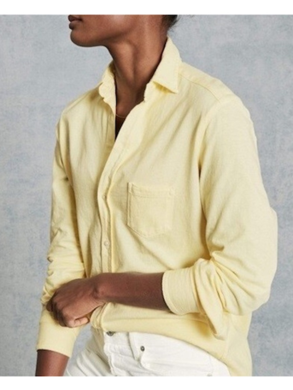 Frank & Eileen Waverly Heritage Jersey Button-Down Shirt in Pale Yellow